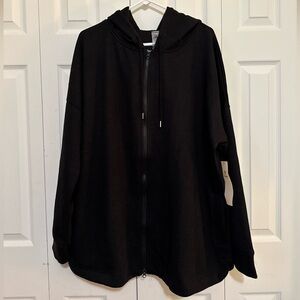 Mono B Black Zip-Up Jacket, Ribbed Fabric. NWT, 3x